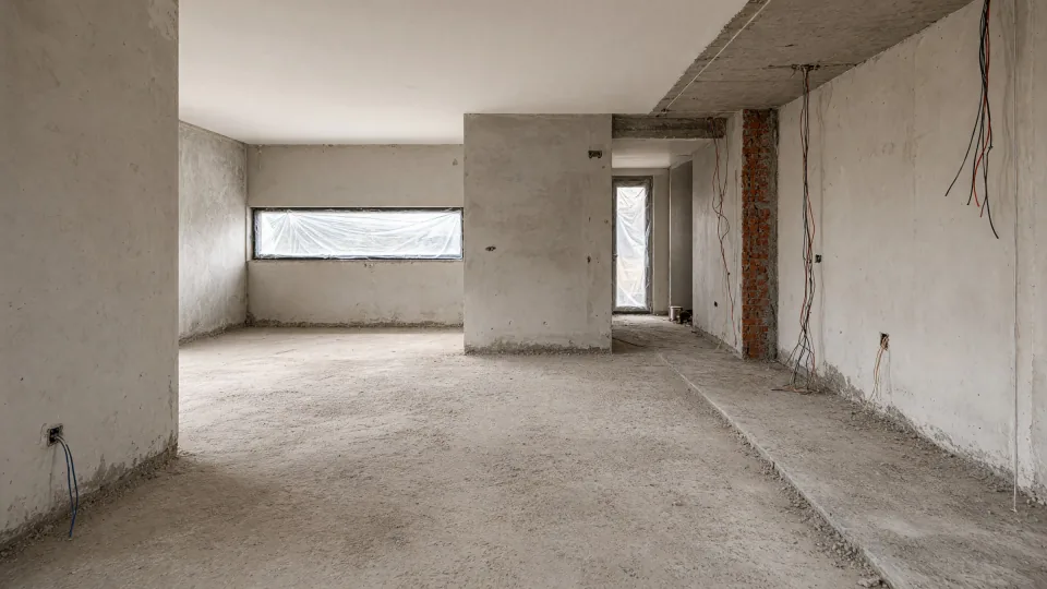 La stessa vista della villa allo stato di cantiere, ricostruzione con l'AI a partire dal render
